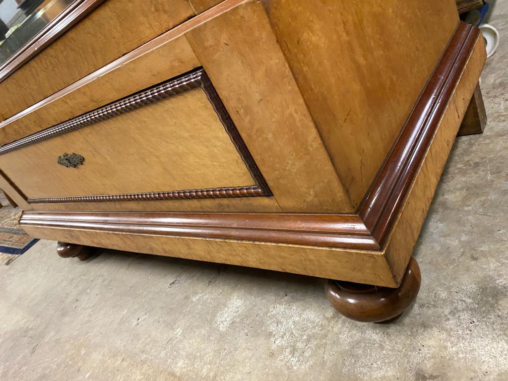 French one door walnut cabinet with beveled mirror 